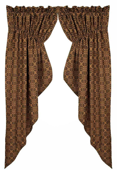 Black Tan Marshfield Jacquard Gathered Swag Lined C6106011 - The Fox Decor